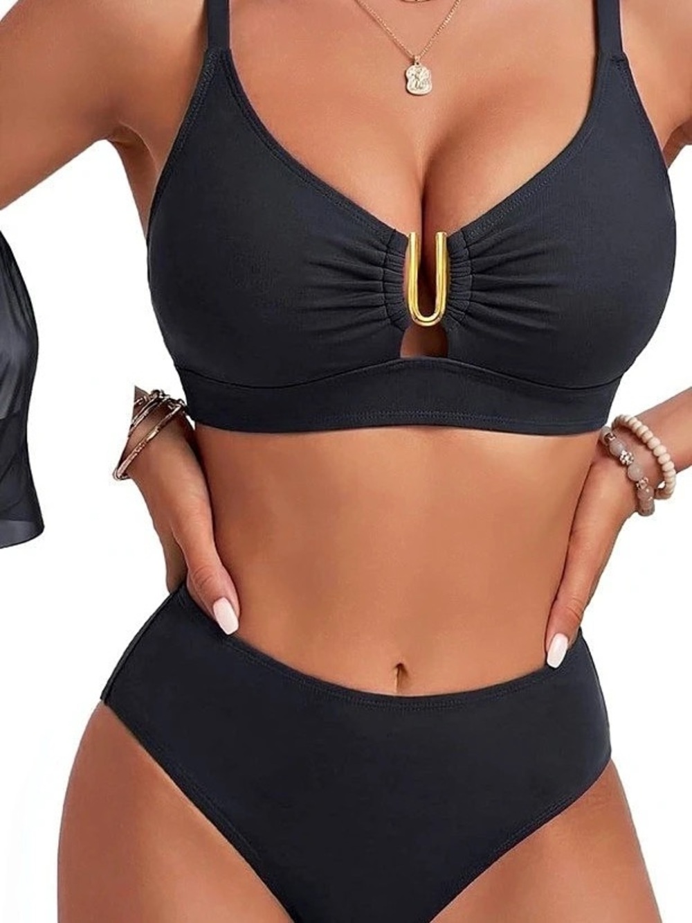 Black Bikini Set Size Large | three pieces